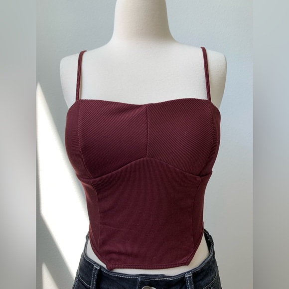Corset Cami Tank Top - Maroon - Picture 7 of 11